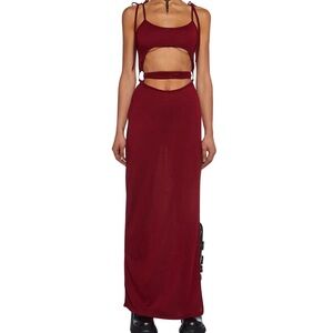 DOLLS KILL / DARKER WAVS Burgundy Maxi Dress